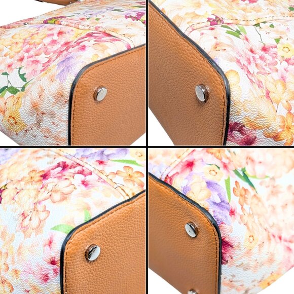 Dana Buchman White Floral PVC Faux Leather Julia 2-Way Tote Crossbody - Picture 6 of 12